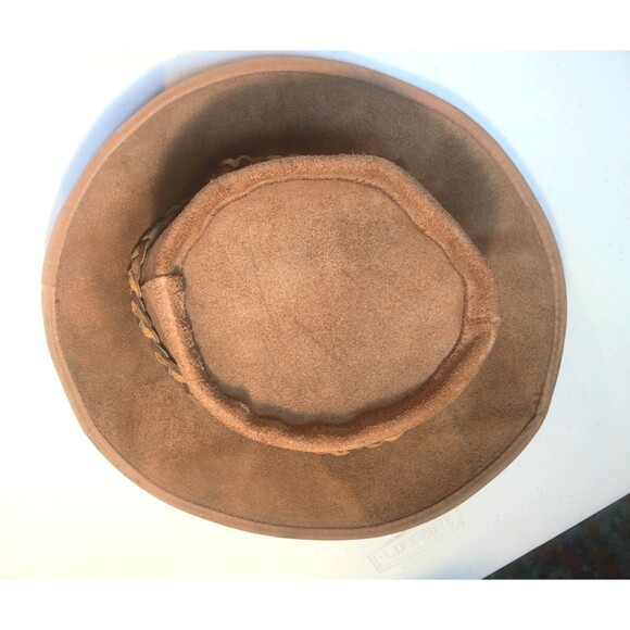 Vintage Skullys Henschell Weathered Suede Hippie Boho Outback Hat USA Large - Picture 8 of 16